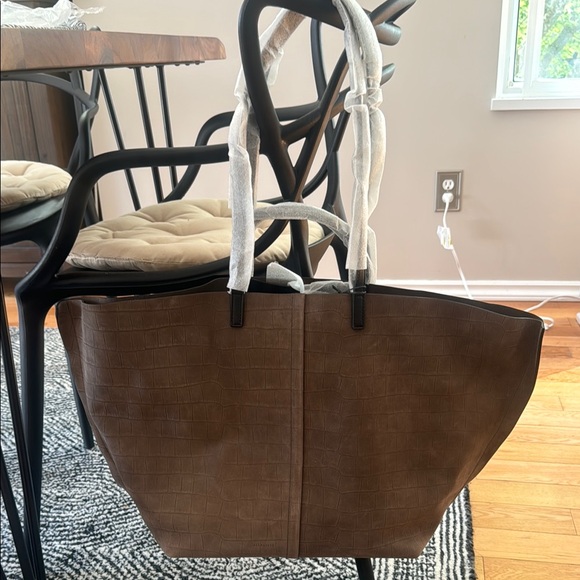 All Saints Handbags - Brown Croc-Embossed Tote Bag